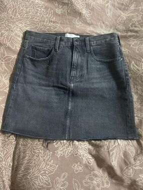 Everlane Black Washed Denim Mini Skirt size 28